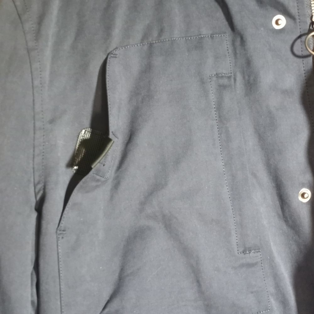Denim and Dry Goods Indigo Star NWT Navy Nylon Blend Field Coat W Packable Hood - Picture 5 of 14